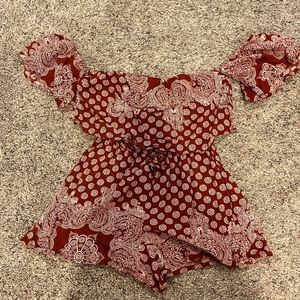 Patterned Red Romper size 4
